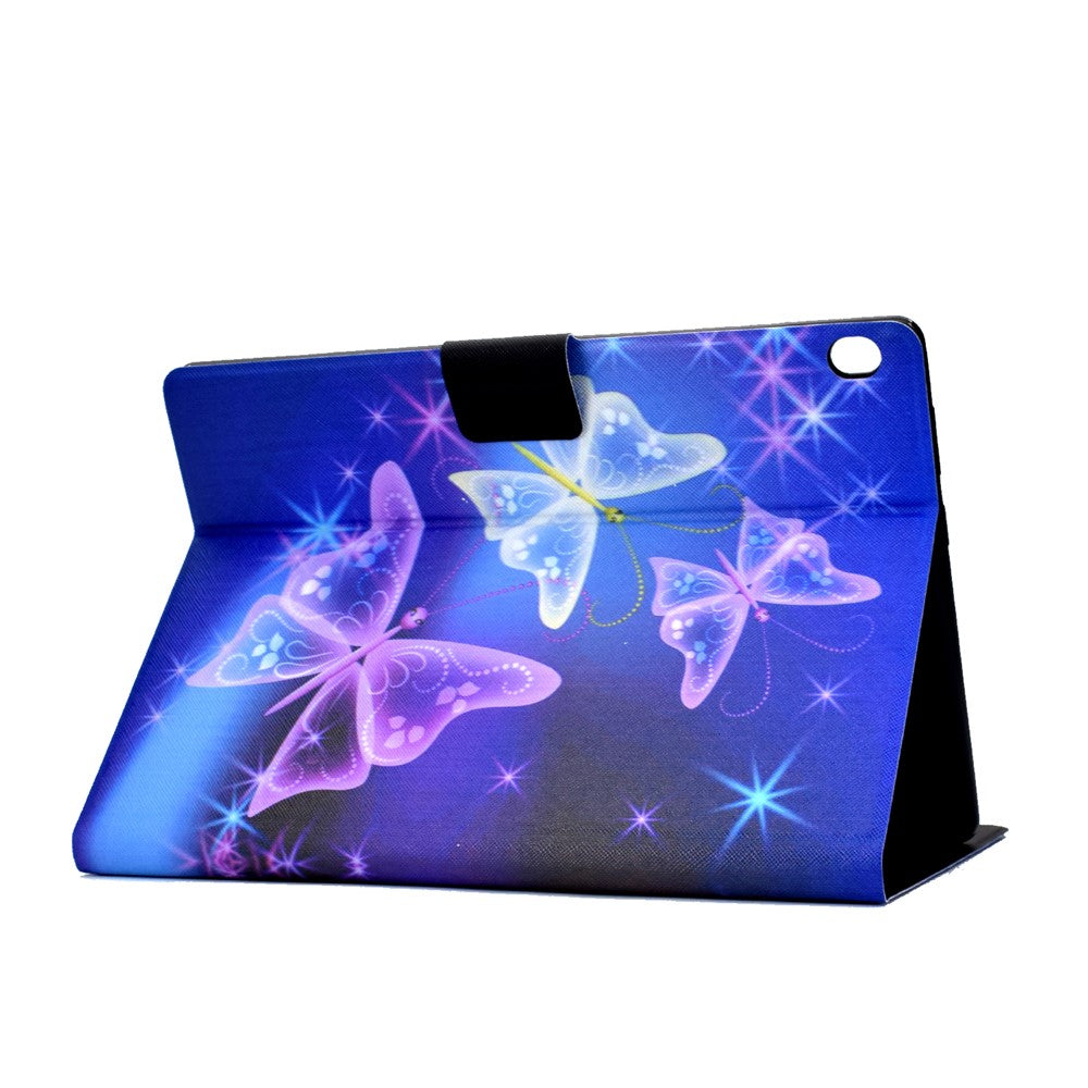 Pattern Printing Leather Stand Tablet Cover for Lenovo Tab M10 TB-X605F - Purple Butterlies