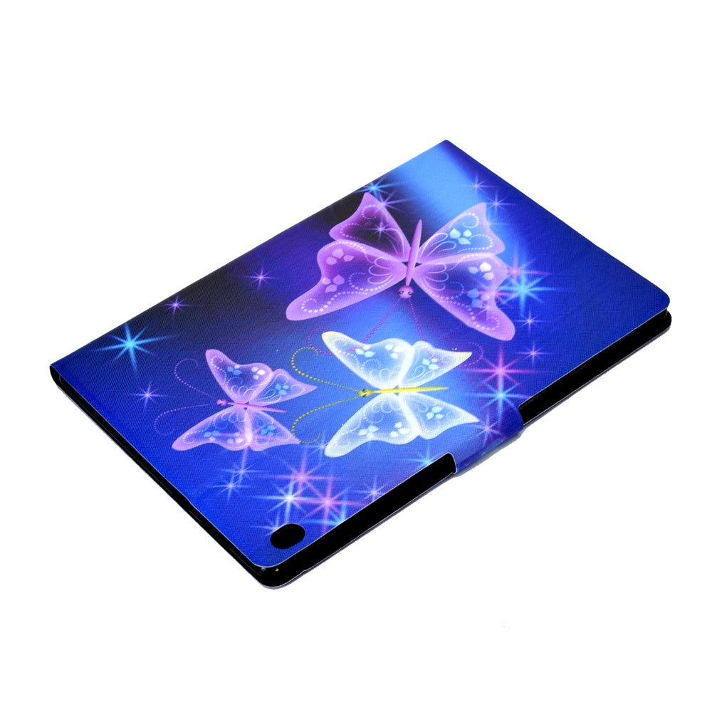 Pattern Printing Leather Stand Tablet Cover for Lenovo Tab M10 TB-X605F - Purple Butterlies