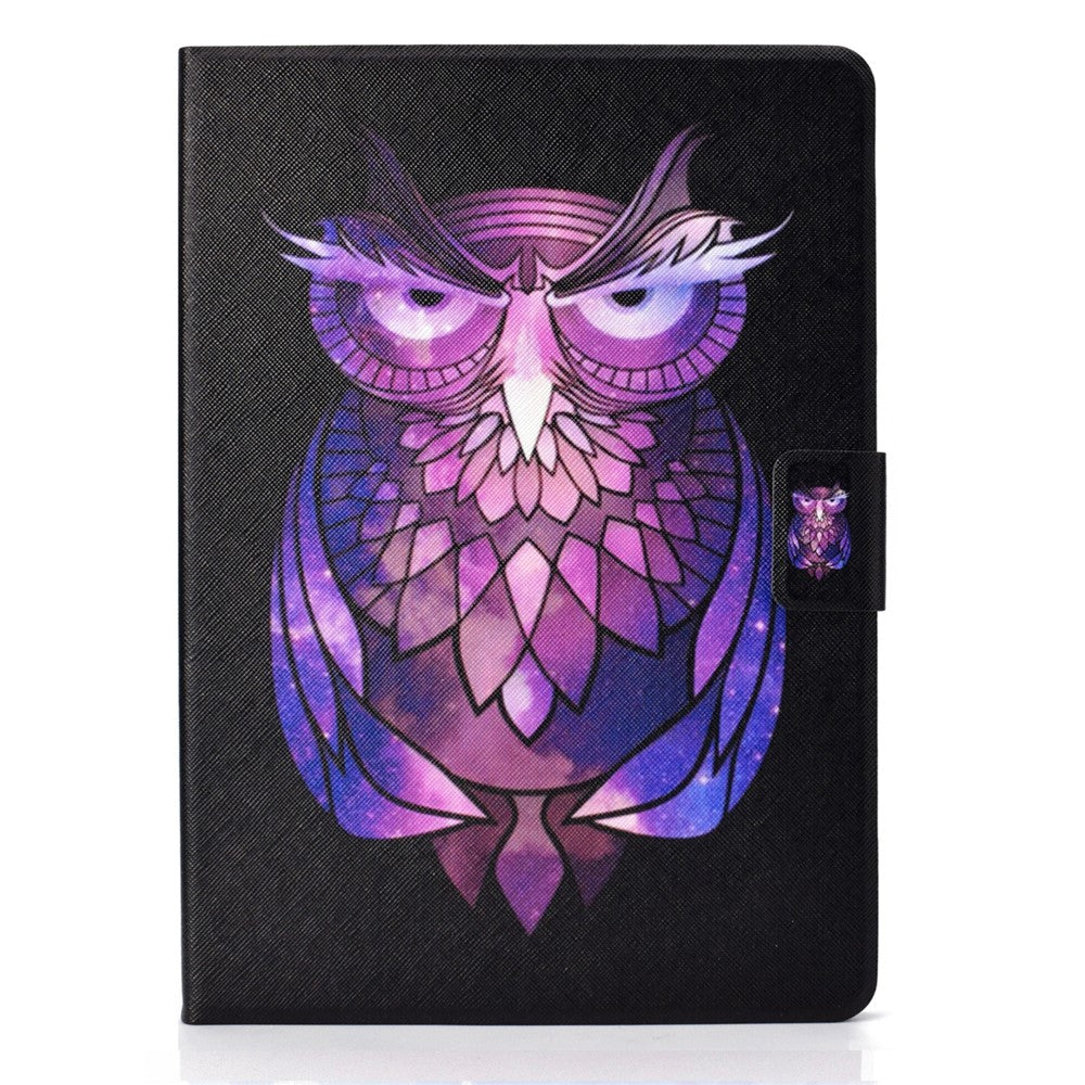 Pattern Printing Leather Stand Tablet Cover for Lenovo Tab M10 TB-X605F - Purple Owl