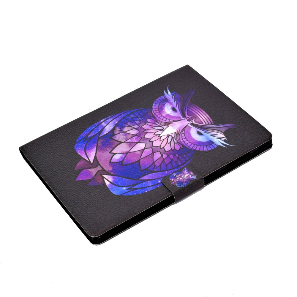 Pattern Printing Leather Stand Tablet Cover for Lenovo Tab M10 TB-X605F - Purple Owl