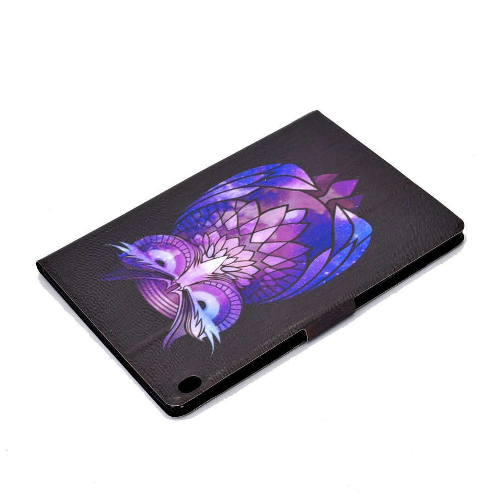 Pattern Printing Leather Stand Tablet Cover for Lenovo Tab M10 TB-X605F - Purple Owl