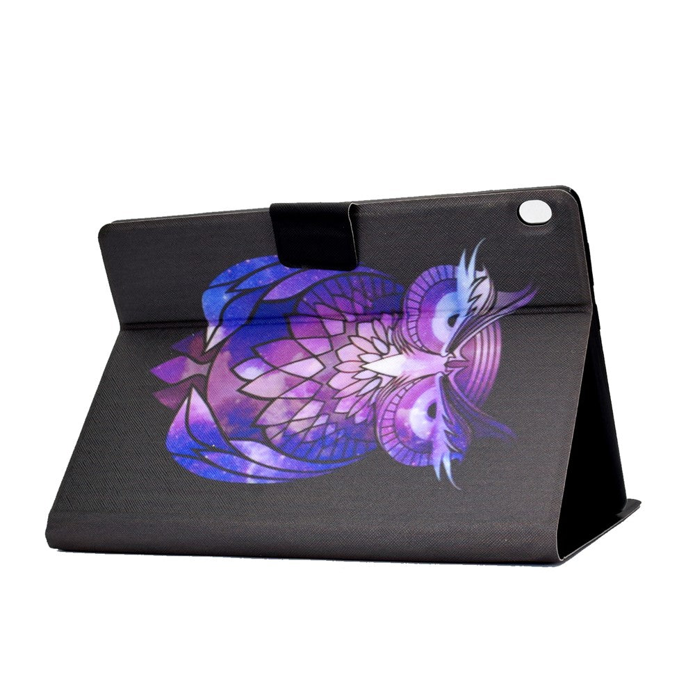Pattern Printing Leather Stand Tablet Cover for Lenovo Tab M10 TB-X605F - Purple Owl