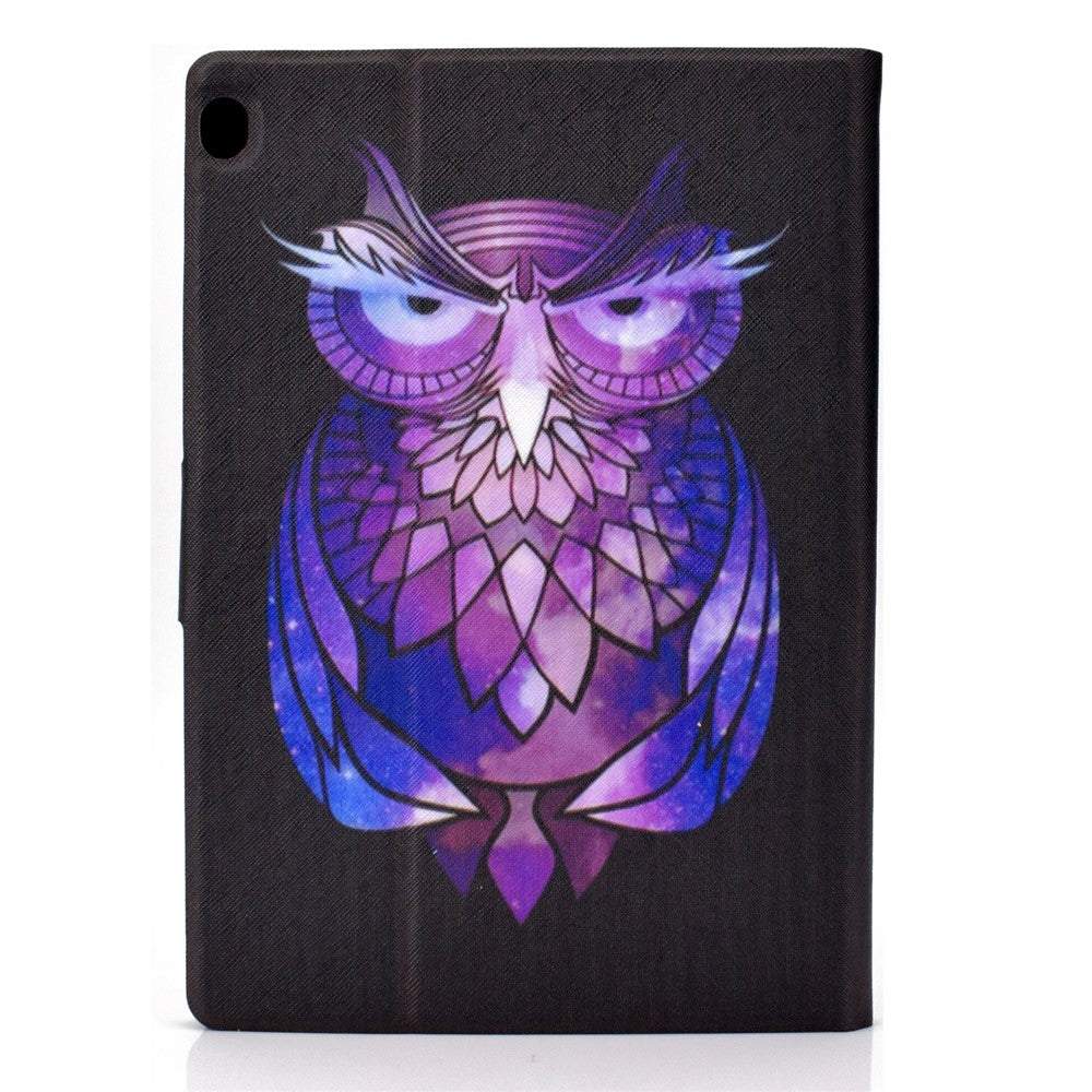 Pattern Printing Leather Stand Tablet Cover for Lenovo Tab M10 TB-X605F - Purple Owl