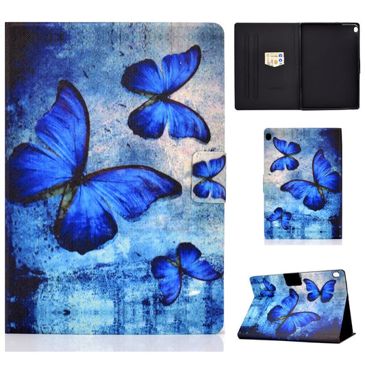 Pattern Printing Leather Stand Tablet Cover for Lenovo Tab M10 TB-X605F - Blue Butterflies
