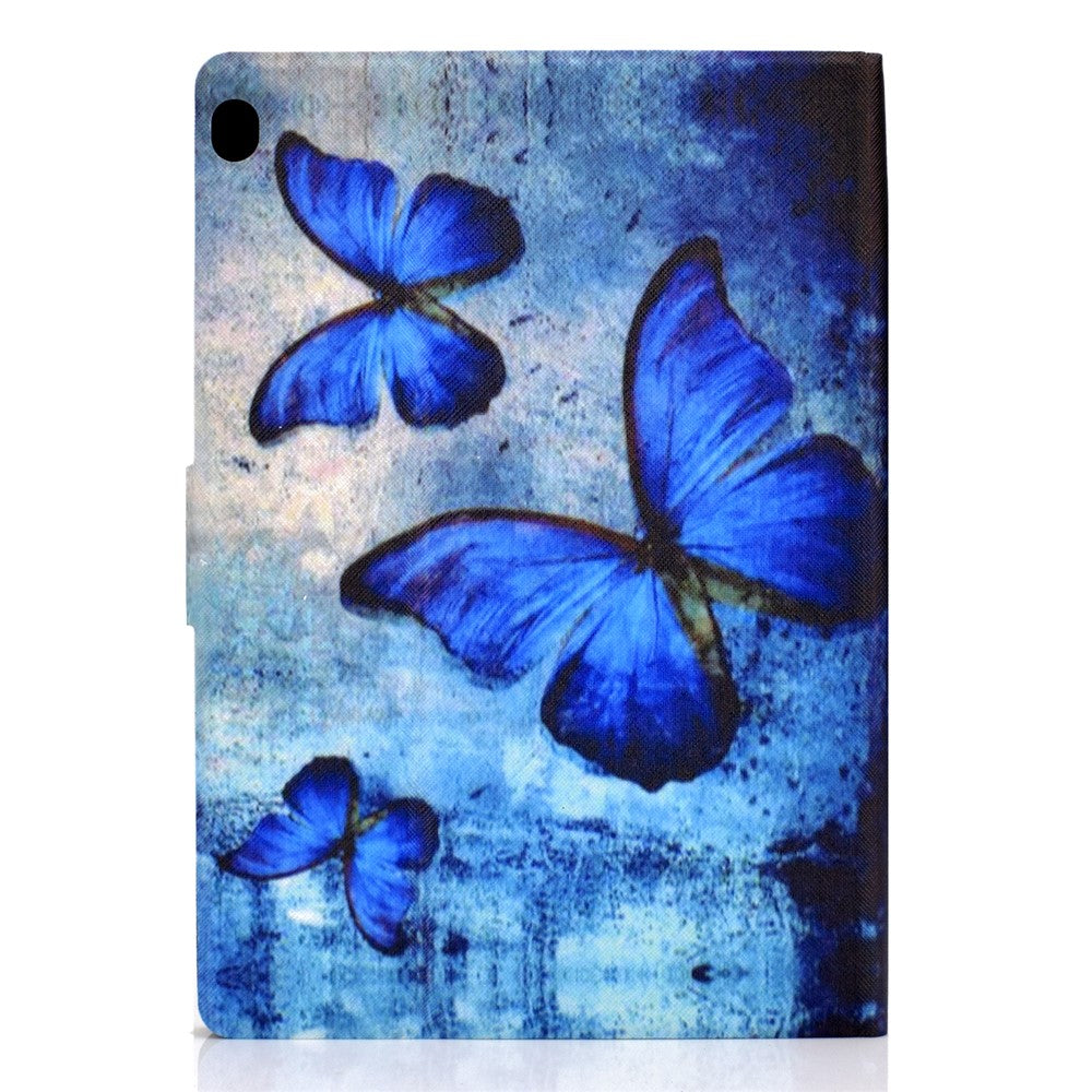 Pattern Printing Leather Stand Tablet Cover for Lenovo Tab M10 TB-X605F - Blue Butterflies