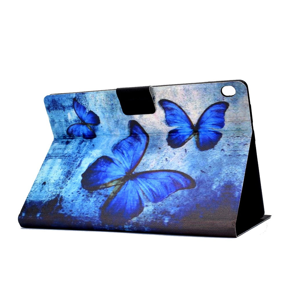 Pattern Printing Leather Stand Tablet Cover for Lenovo Tab M10 TB-X605F - Blue Butterflies