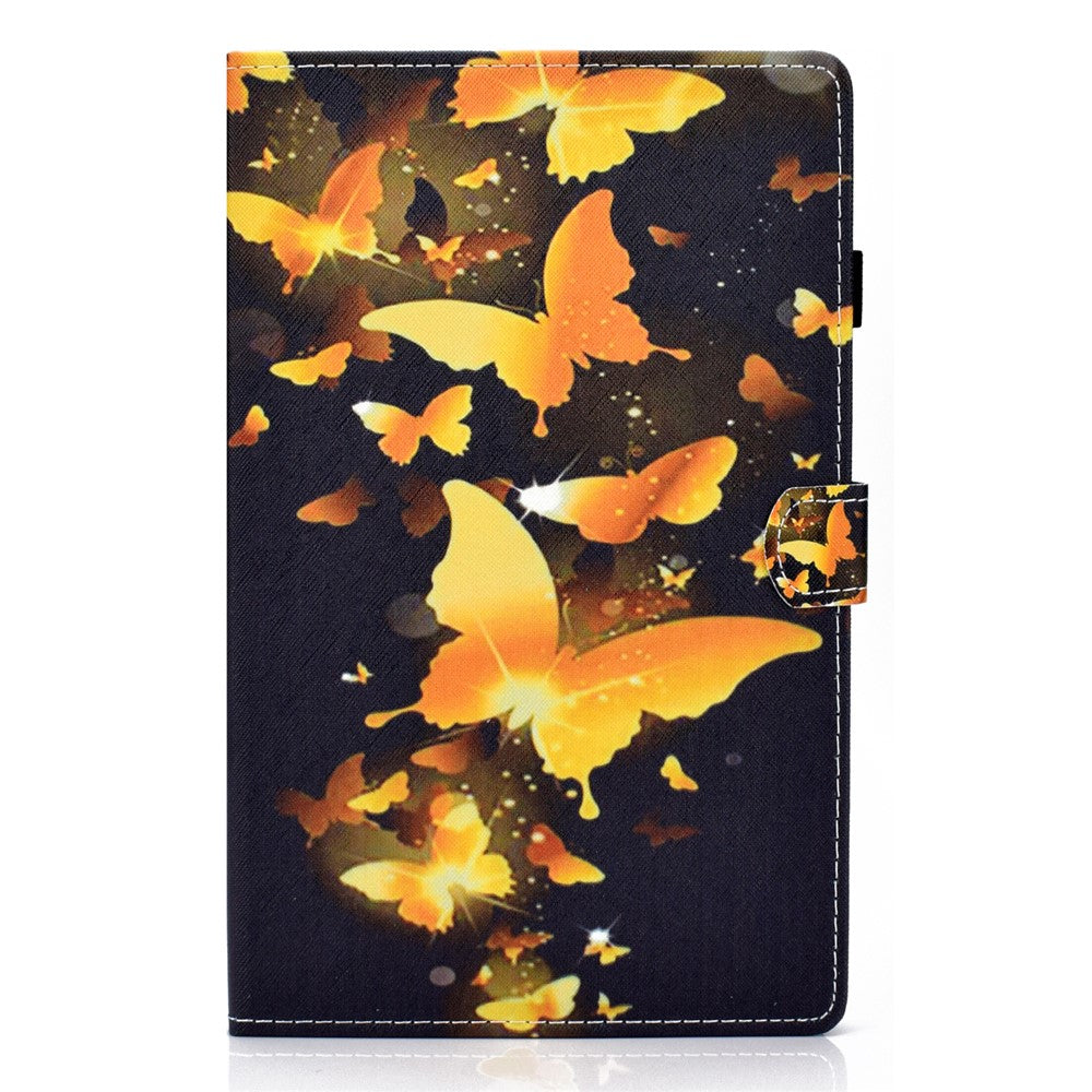 Pattern Printing Stand Card Holder Leather Tablet Case for Lenovo Tab M10 Plus TB-X606F - Gold Butterflies