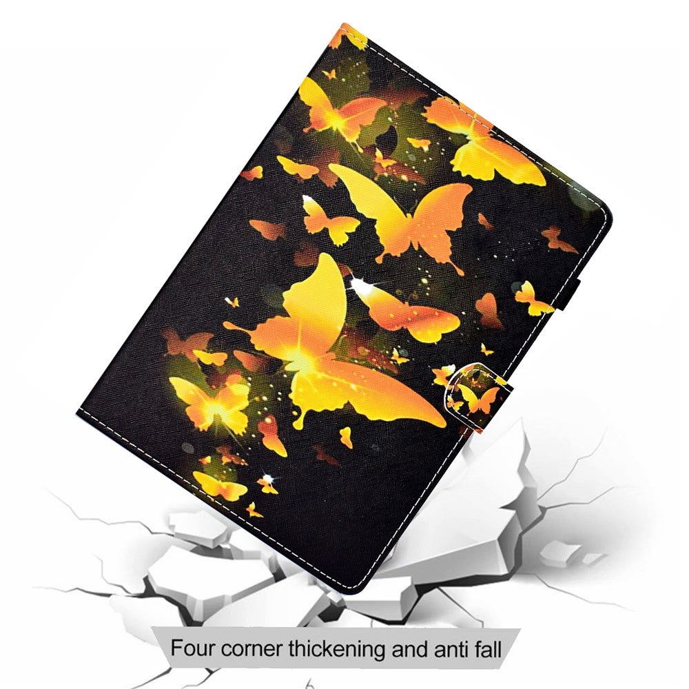 Pattern Printing Stand Card Holder Leather Tablet Case for Lenovo Tab M10 Plus TB-X606F - Gold Butterflies