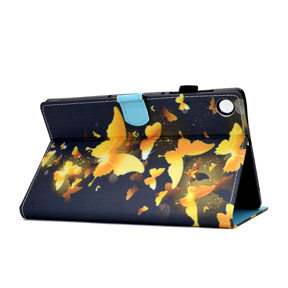 Pattern Printing Stand Card Holder Leather Tablet Case for Lenovo Tab M10 Plus TB-X606F - Gold Butterflies