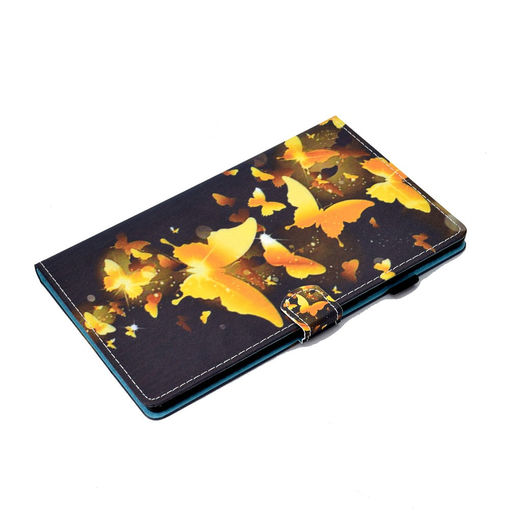 Pattern Printing Stand Card Holder Leather Tablet Case for Lenovo Tab M10 Plus TB-X606F - Gold Butterflies