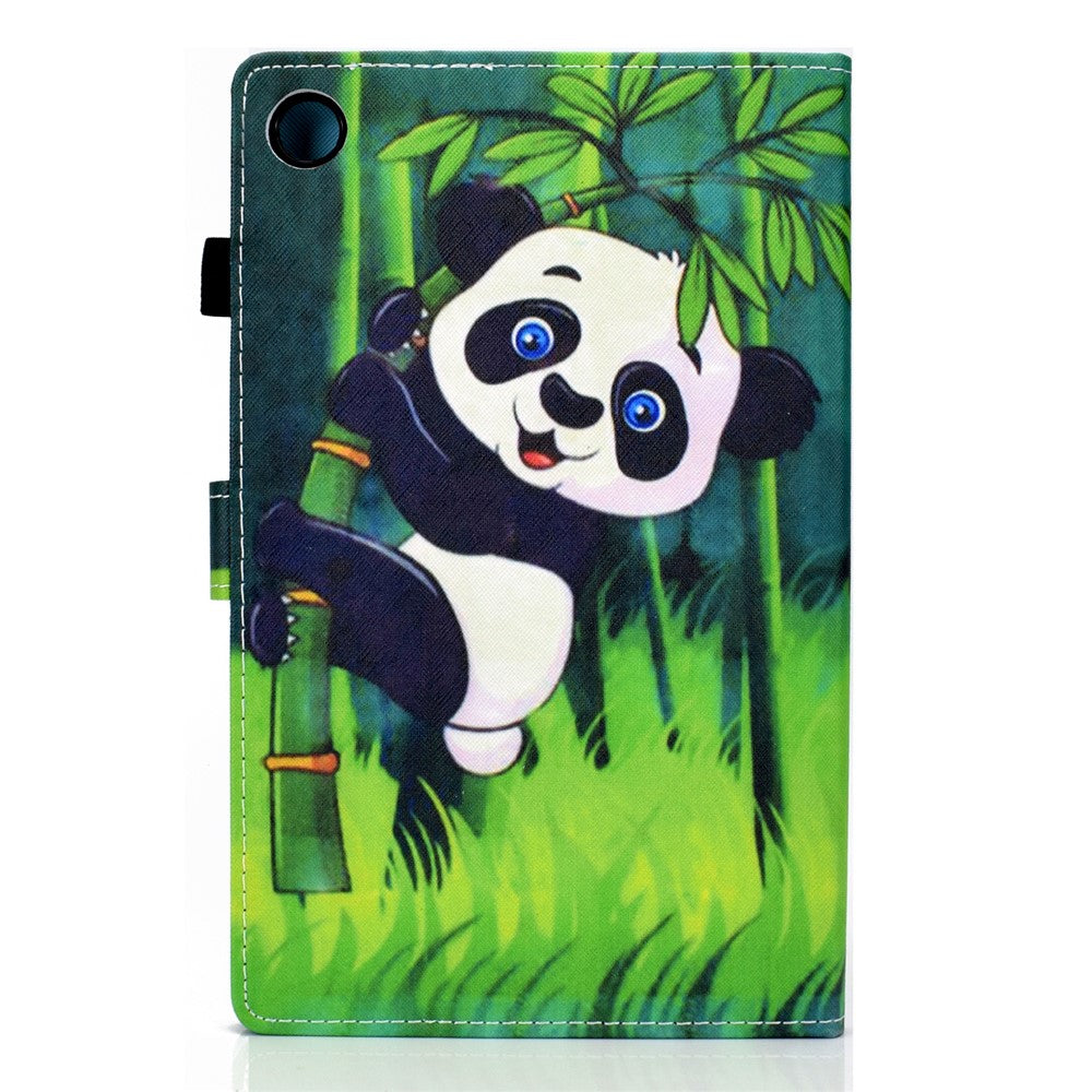 Pattern Printing Stand Card Holder Leather Tablet Case for Lenovo Tab M10 Plus TB-X606F - Panda and Bamboo