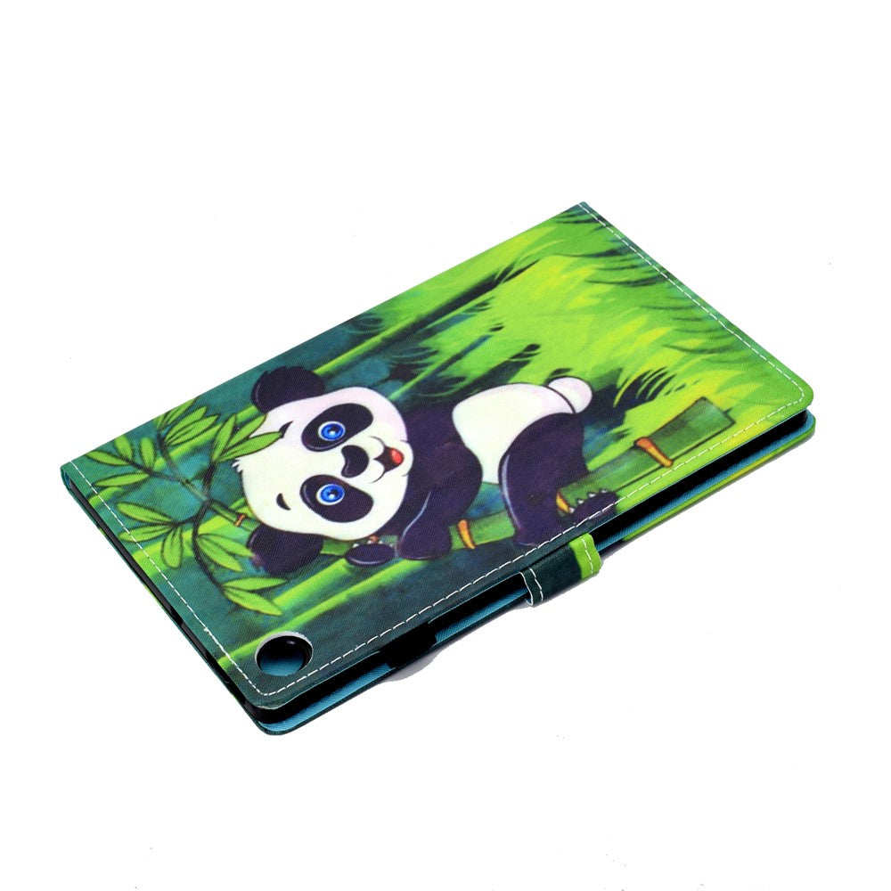 Pattern Printing Stand Card Holder Leather Tablet Case for Lenovo Tab M10 Plus TB-X606F - Panda and Bamboo