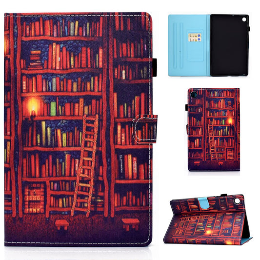 Pattern Printing Stand Card Holder Leather Tablet Case for Lenovo Tab M10 Plus TB-X606F - Bookshelf