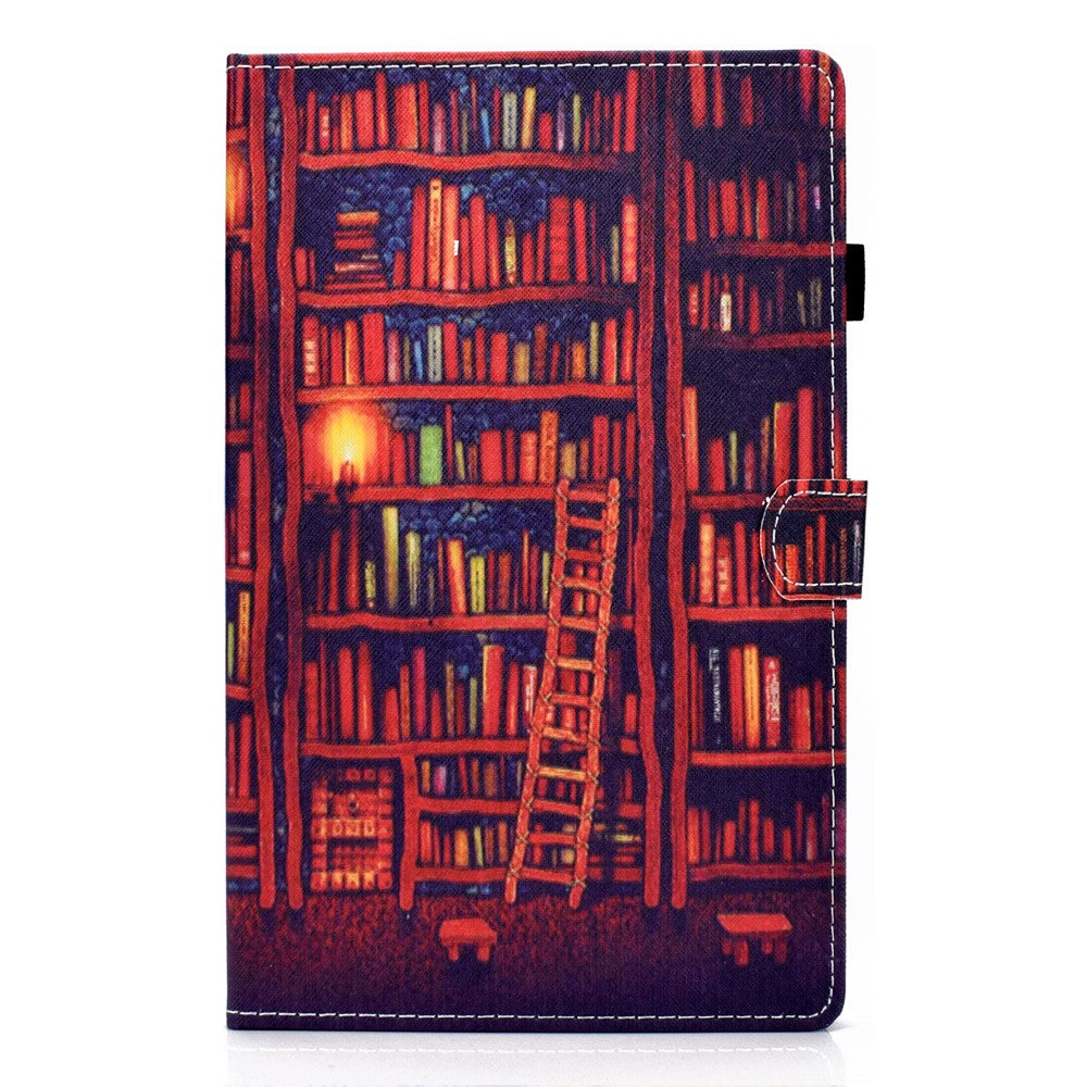 Pattern Printing Stand Card Holder Leather Tablet Case for Lenovo Tab M10 Plus TB-X606F - Bookshelf