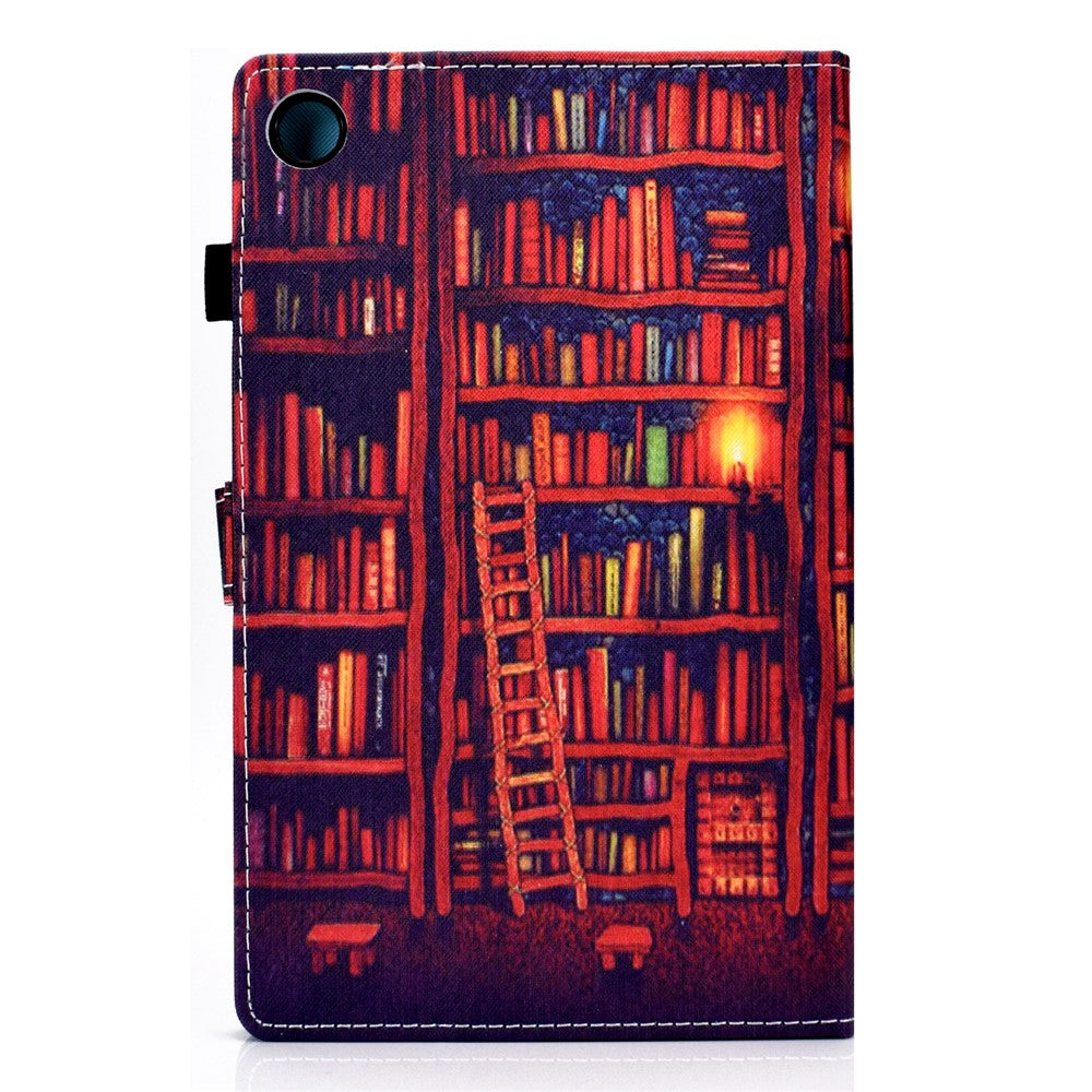 Pattern Printing Stand Card Holder Leather Tablet Case for Lenovo Tab M10 Plus TB-X606F - Bookshelf