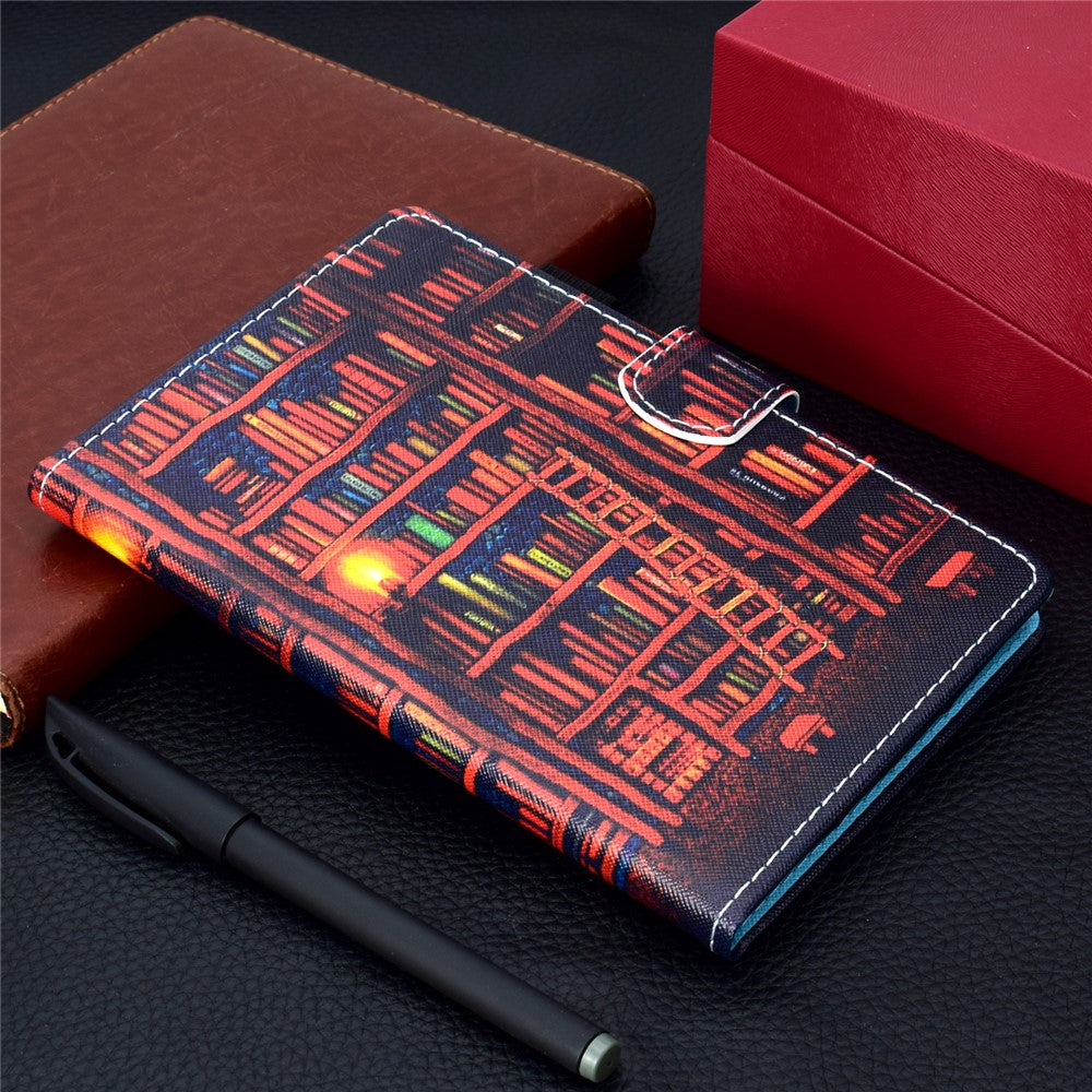 Pattern Printing Stand Card Holder Leather Tablet Case for Lenovo Tab M10 Plus TB-X606F - Bookshelf