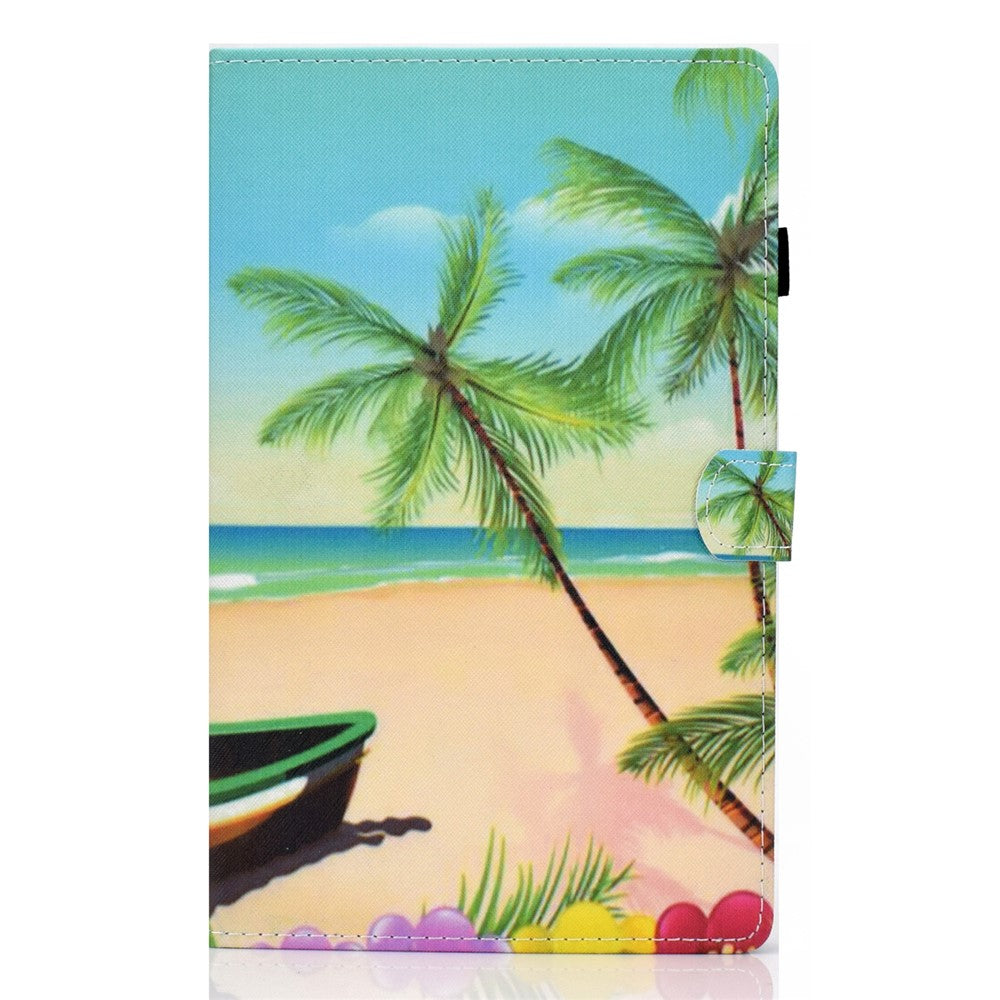 Pattern Printing Stand Card Holder Leather Tablet Case for Lenovo Tab M10 Plus TB-X606F - Beach