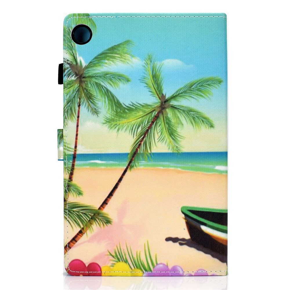 Pattern Printing Stand Card Holder Leather Tablet Case for Lenovo Tab M10 Plus TB-X606F - Beach