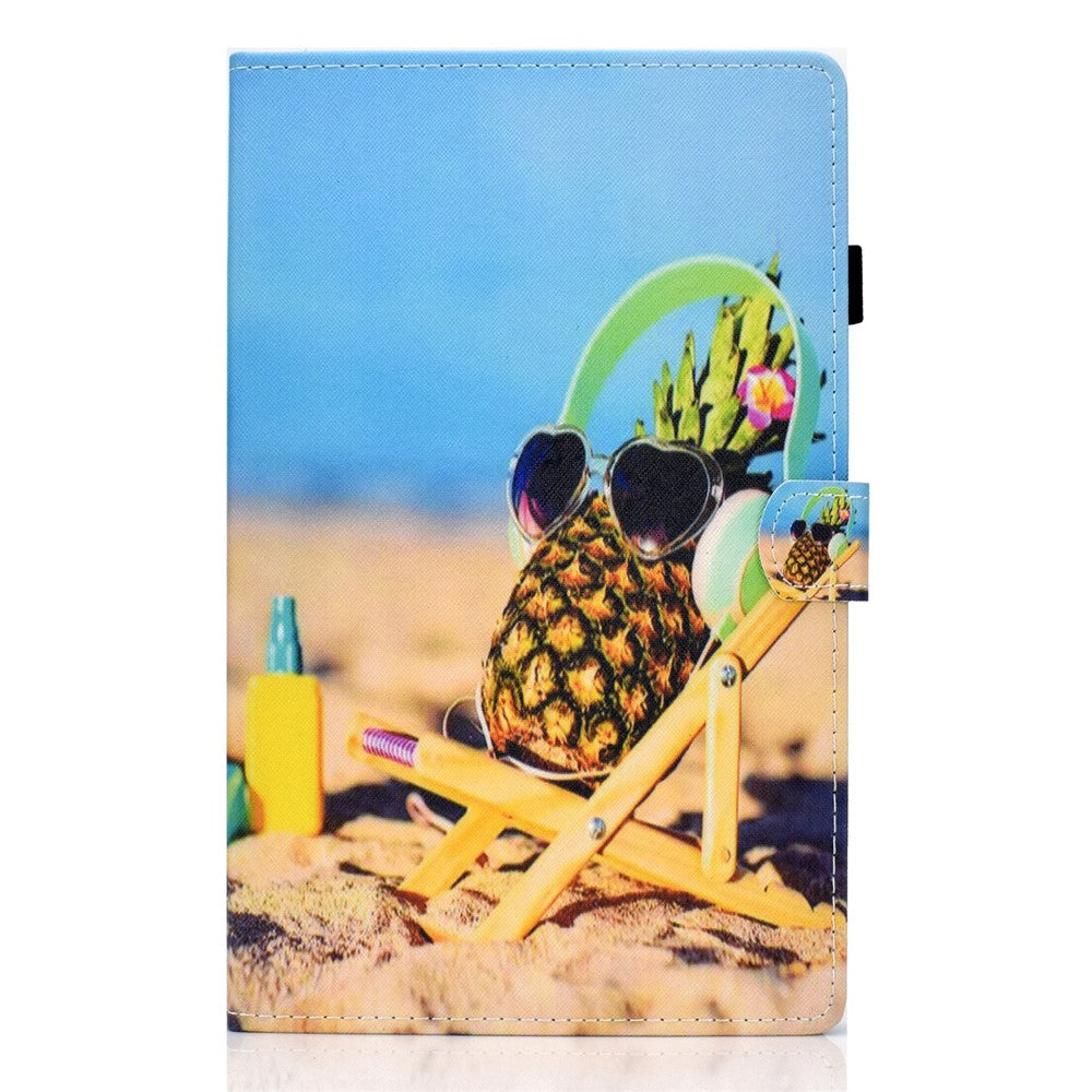 Pattern Printing Stand Card Holder Leather Tablet Case for Lenovo Tab M10 Plus TB-X606F - Pineapple