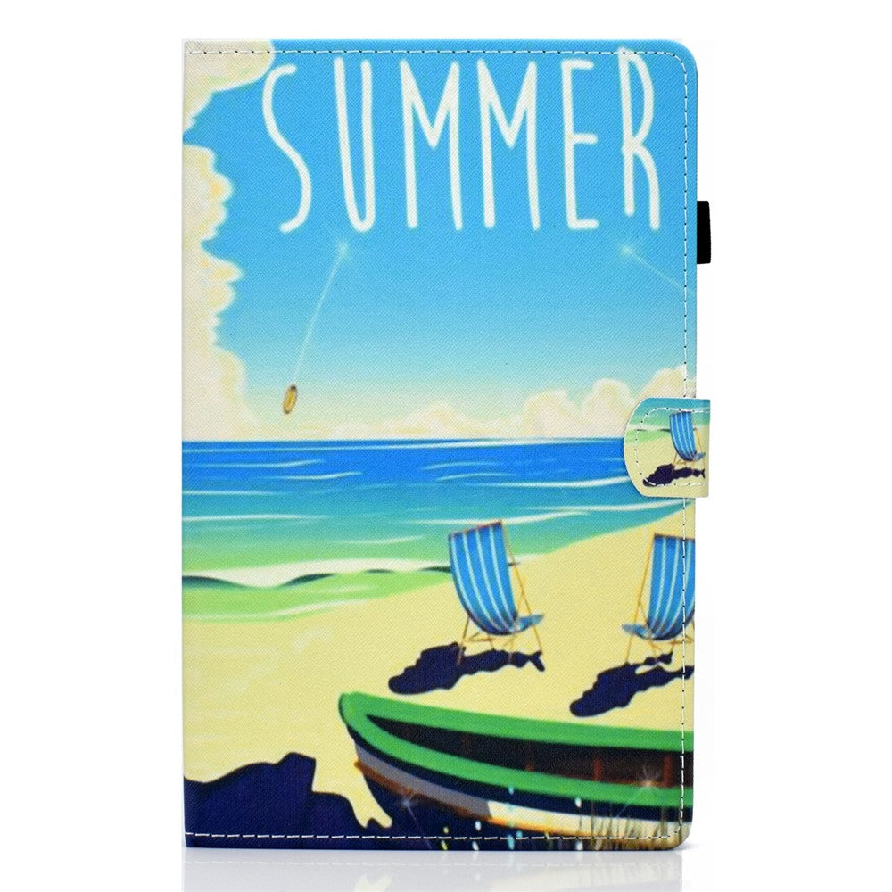 Pattern Printing Stand Card Holder Leather Tablet Case for Lenovo Tab M10 Plus TB-X606F - Seaside
