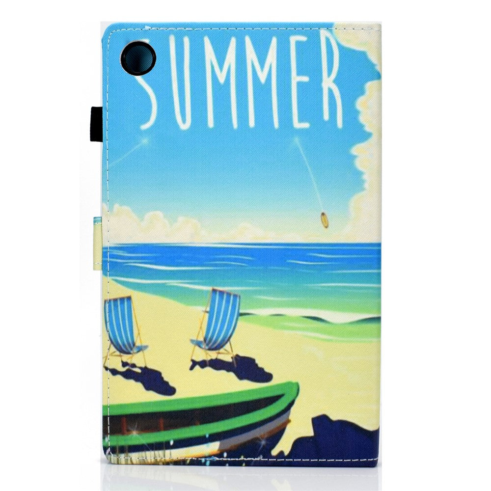 Pattern Printing Stand Card Holder Leather Tablet Case for Lenovo Tab M10 Plus TB-X606F - Seaside