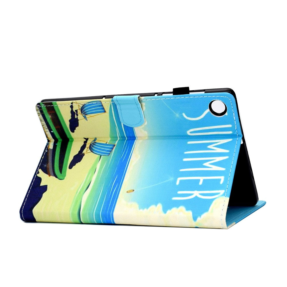 Pattern Printing Stand Card Holder Leather Tablet Case for Lenovo Tab M10 Plus TB-X606F - Seaside