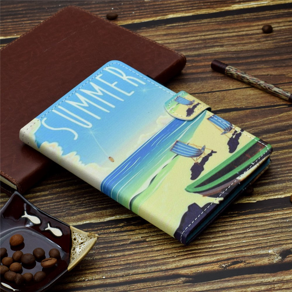 Pattern Printing Stand Card Holder Leather Tablet Case for Lenovo Tab M10 Plus TB-X606F - Seaside
