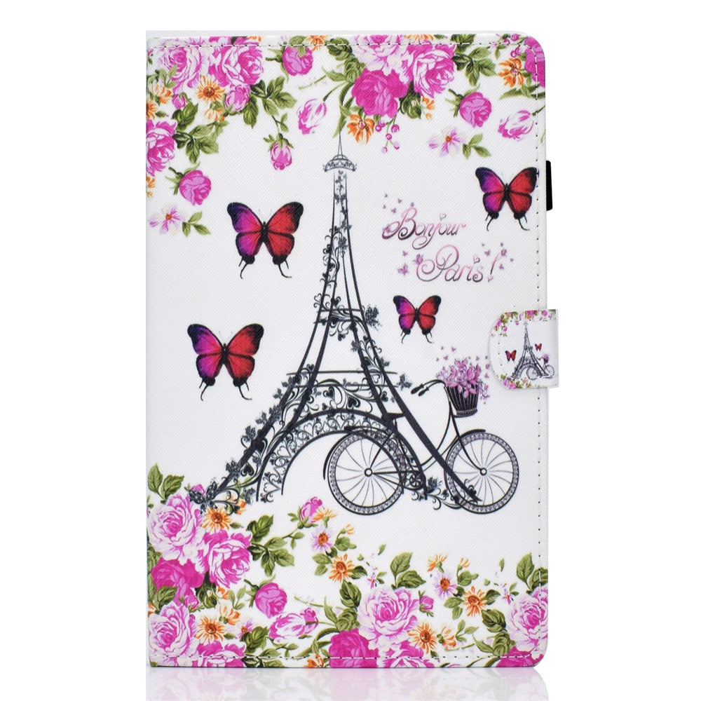 Pattern Printing Stand Card Holder Leather Tablet Case for Lenovo Tab M10 Plus TB-X606F - Eiffel Tower