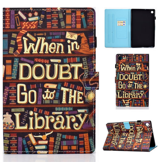 Pattern Printing Stand Card Holder Leather Tablet Case for Lenovo Tab M10 Plus TB-X606F - When in Trouble Go to The Library