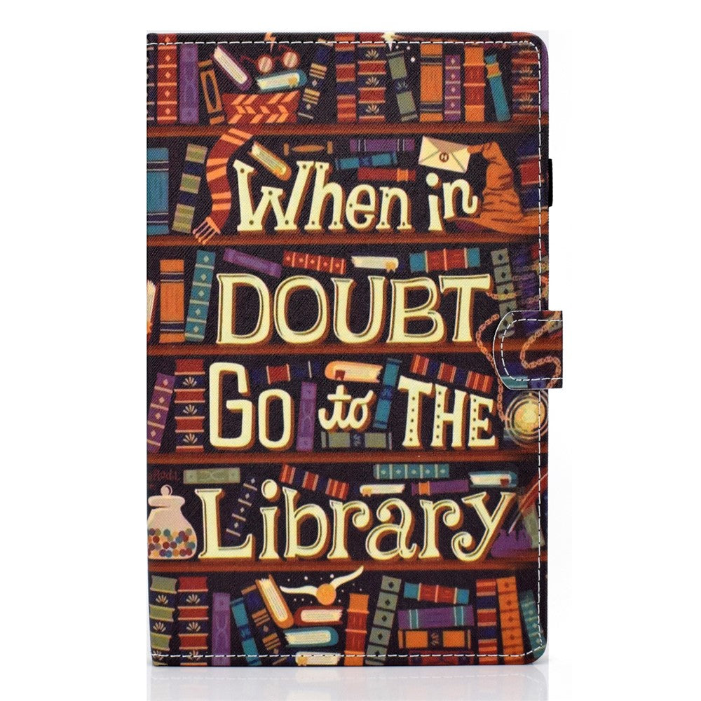 Pattern Printing Stand Card Holder Leather Tablet Case for Lenovo Tab M10 Plus TB-X606F - When in Trouble Go to The Library