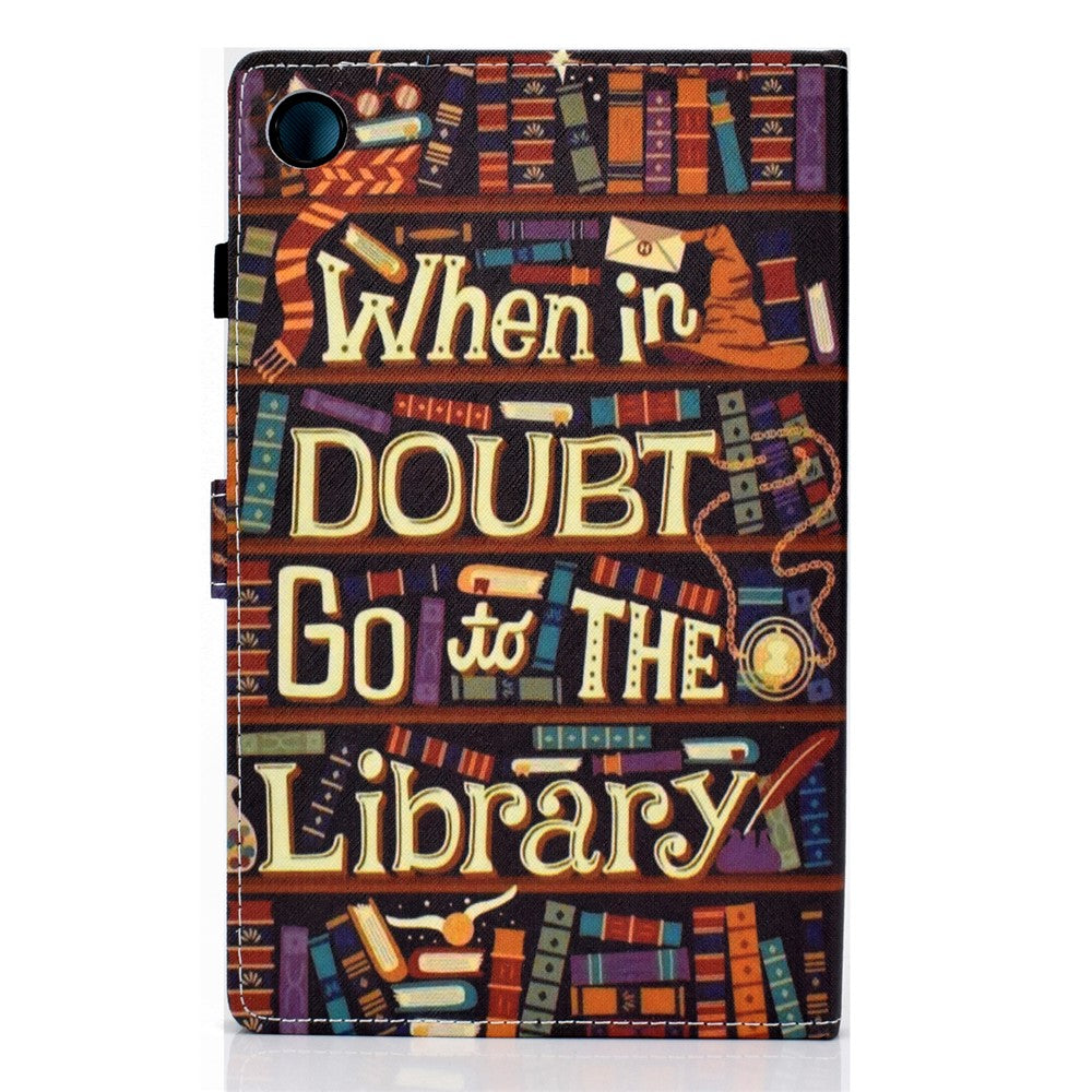 Pattern Printing Stand Card Holder Leather Tablet Case for Lenovo Tab M10 Plus TB-X606F - When in Trouble Go to The Library