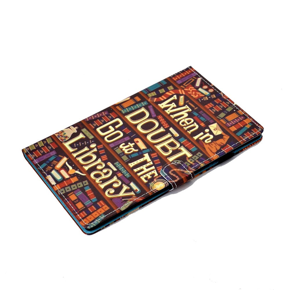 Pattern Printing Stand Card Holder Leather Tablet Case for Lenovo Tab M10 Plus TB-X606F - When in Trouble Go to The Library