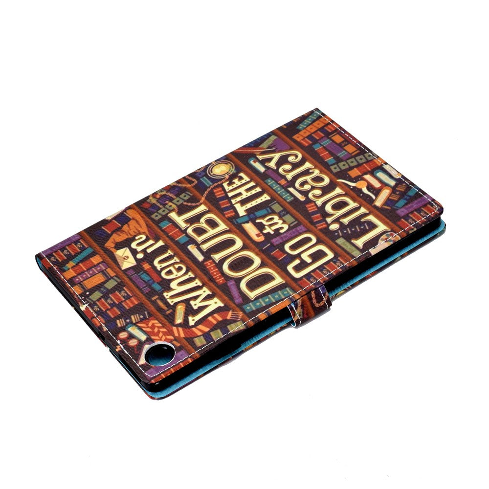 Pattern Printing Stand Card Holder Leather Tablet Case for Lenovo Tab M10 Plus TB-X606F - When in Trouble Go to The Library