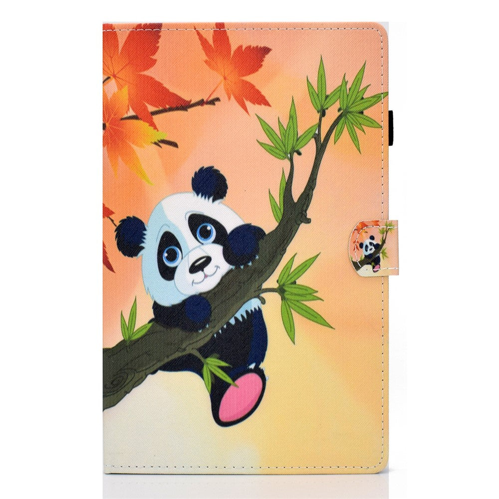 Pattern Printing Stand Card Holder Leather Tablet Case for Lenovo Tab M10 Plus TB-X606F - Panda on Tree