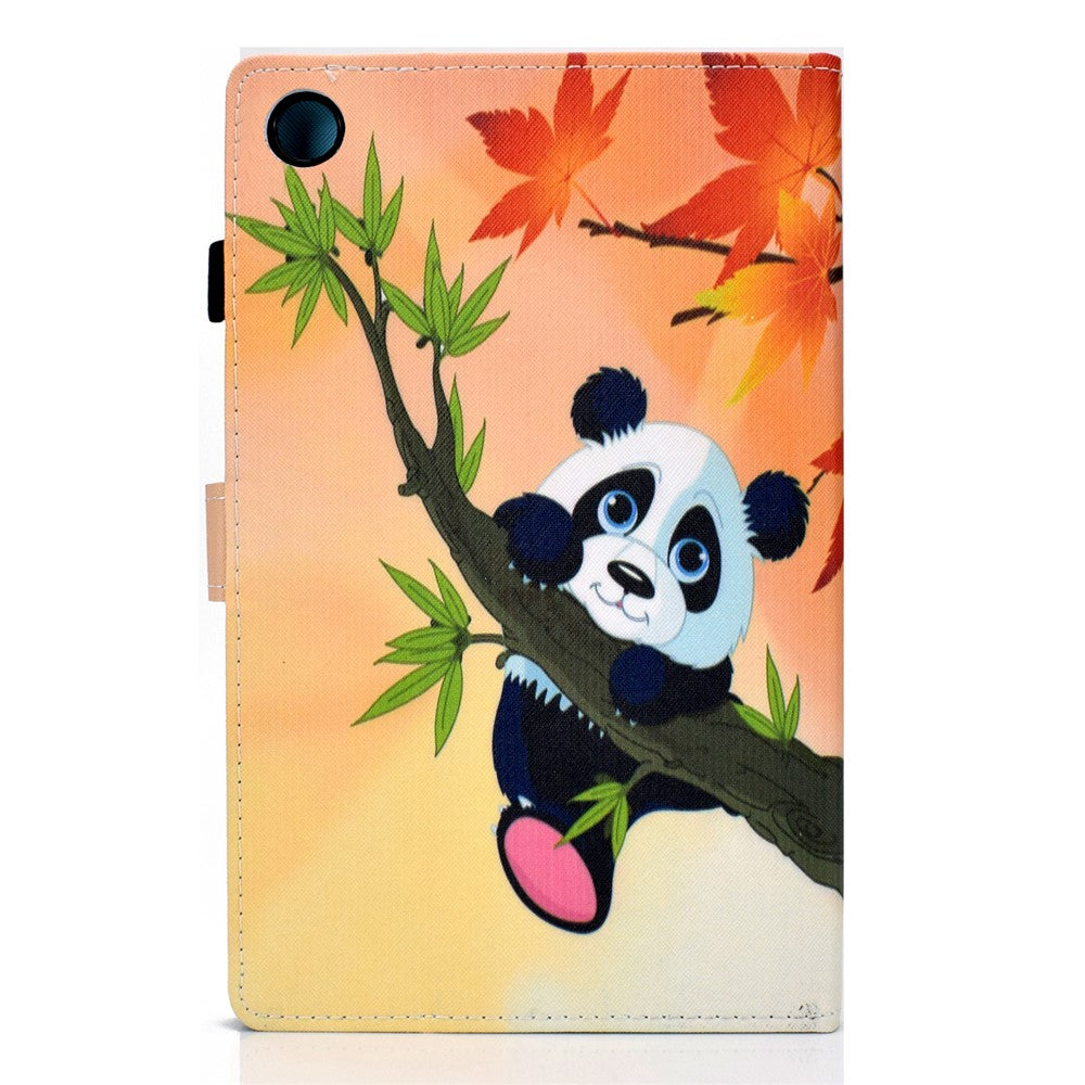 Pattern Printing Stand Card Holder Leather Tablet Case for Lenovo Tab M10 Plus TB-X606F - Panda on Tree