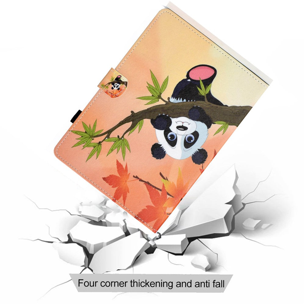 Pattern Printing Stand Card Holder Leather Tablet Case for Lenovo Tab M10 Plus TB-X606F - Panda on Tree