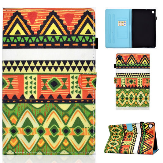 Pattern Printing Stand Card Holder Leather Tablet Case for Lenovo Tab M10 Plus TB-X606F - Triangles
