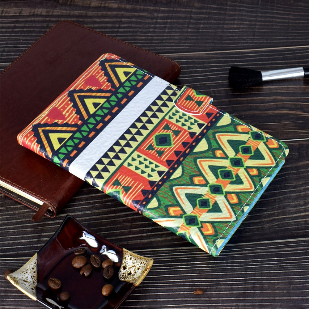 Pattern Printing Stand Card Holder Leather Tablet Case for Lenovo Tab M10 Plus TB-X606F - Triangles