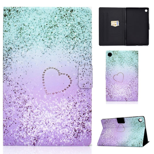 Pattern Printing Leather Stand Tablet Shell for Lenovo Tab M10 Plus TB-X606F - Glittery Element and Heart