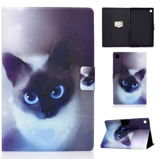 Pattern Printing Leather Stand Tablet Shell for Lenovo Tab M10 Plus TB-X606F - Cat