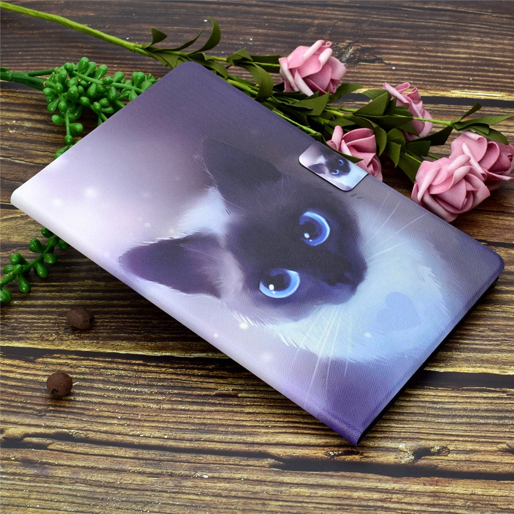 Pattern Printing Leather Stand Tablet Shell for Lenovo Tab M10 Plus TB-X606F - Cat