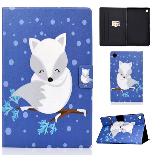 Pattern Printing Leather Stand Tablet Shell for Lenovo Tab M10 Plus TB-X606F - White Fox
