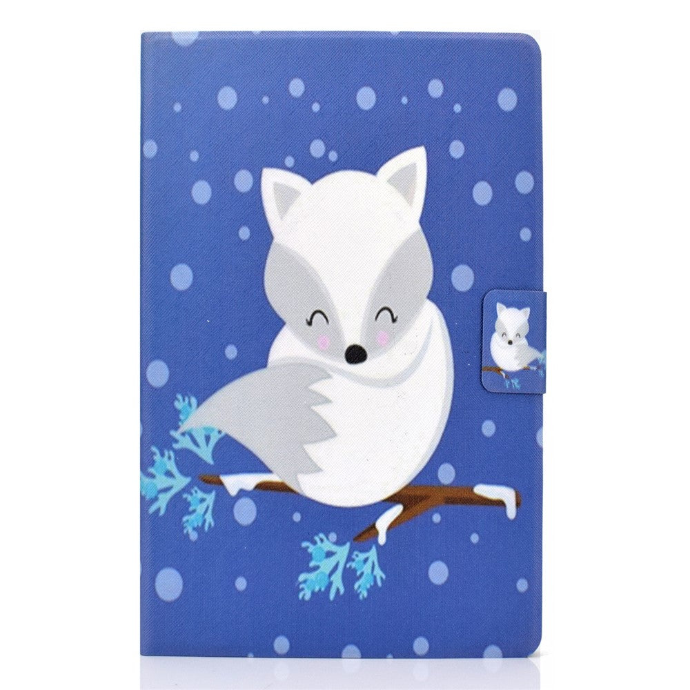 Pattern Printing Leather Stand Tablet Shell for Lenovo Tab M10 Plus TB-X606F - White Fox