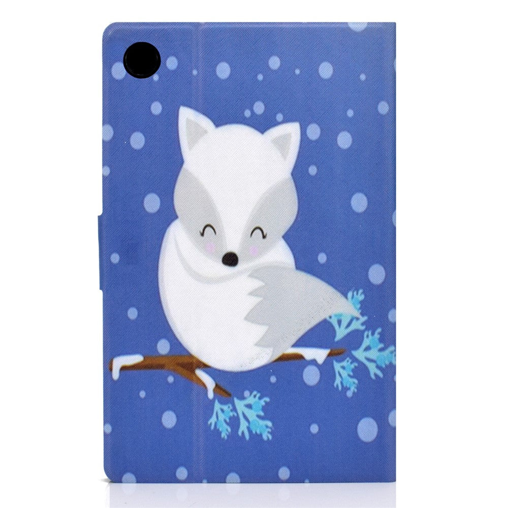 Pattern Printing Leather Stand Tablet Shell for Lenovo Tab M10 Plus TB-X606F - White Fox