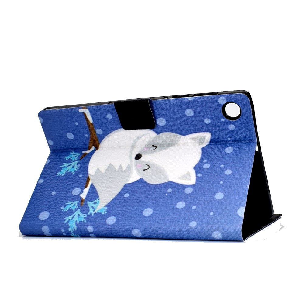 Pattern Printing Leather Stand Tablet Shell for Lenovo Tab M10 Plus TB-X606F - White Fox