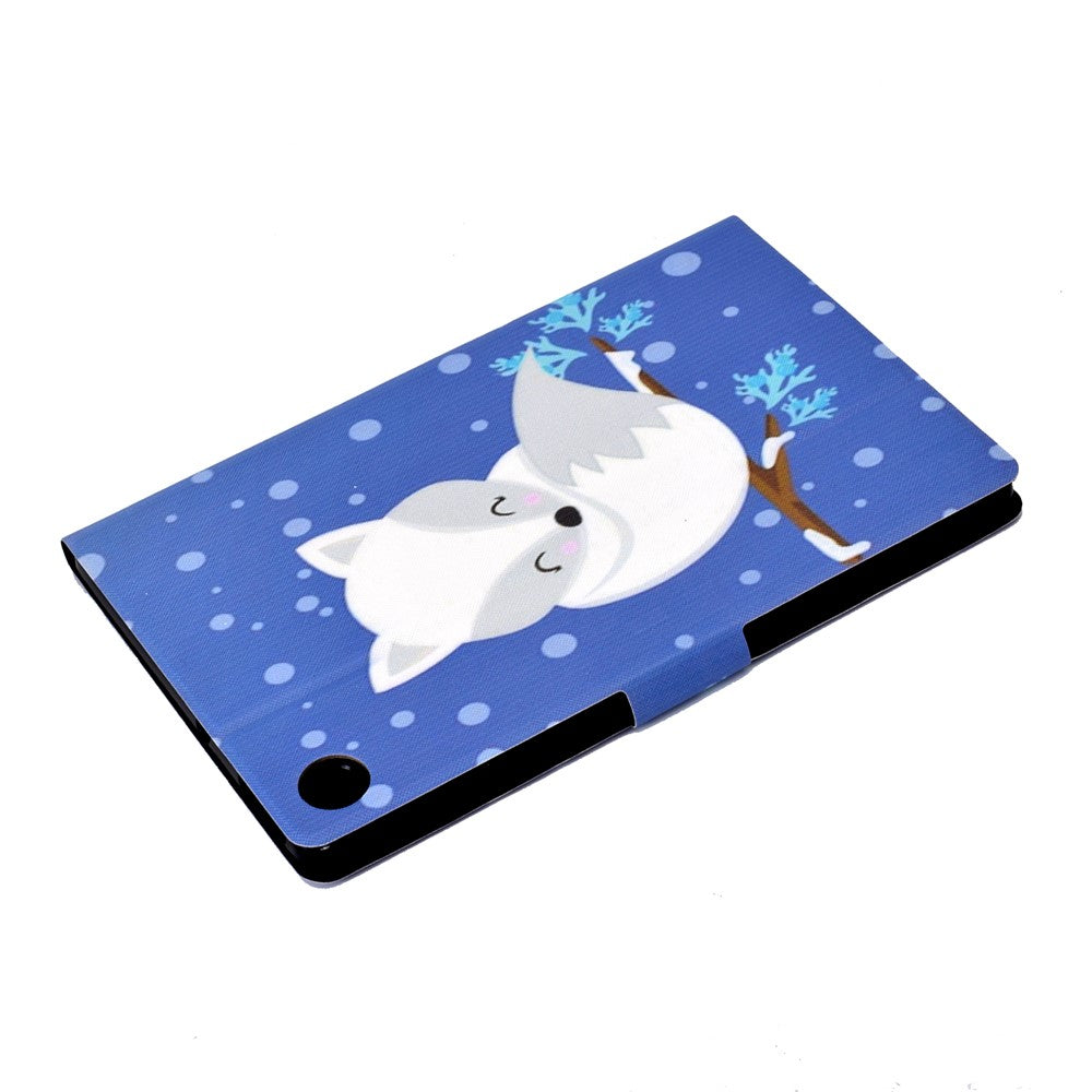 Pattern Printing Leather Stand Tablet Shell for Lenovo Tab M10 Plus TB-X606F - White Fox
