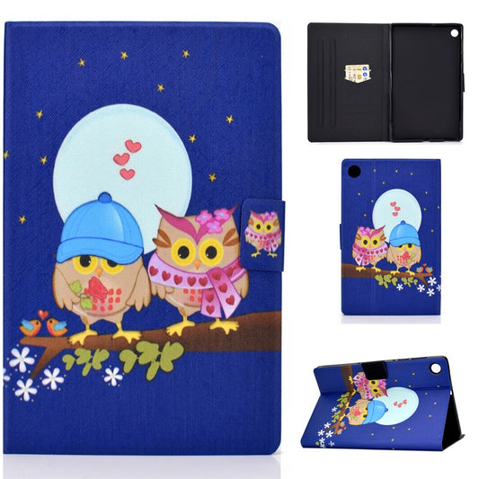 Pattern Printing Leather Stand Tablet Shell for Lenovo Tab M10 Plus TB-X606F - Couple Owls