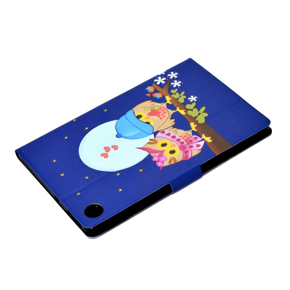 Pattern Printing Leather Stand Tablet Shell for Lenovo Tab M10 Plus TB-X606F - Couple Owls