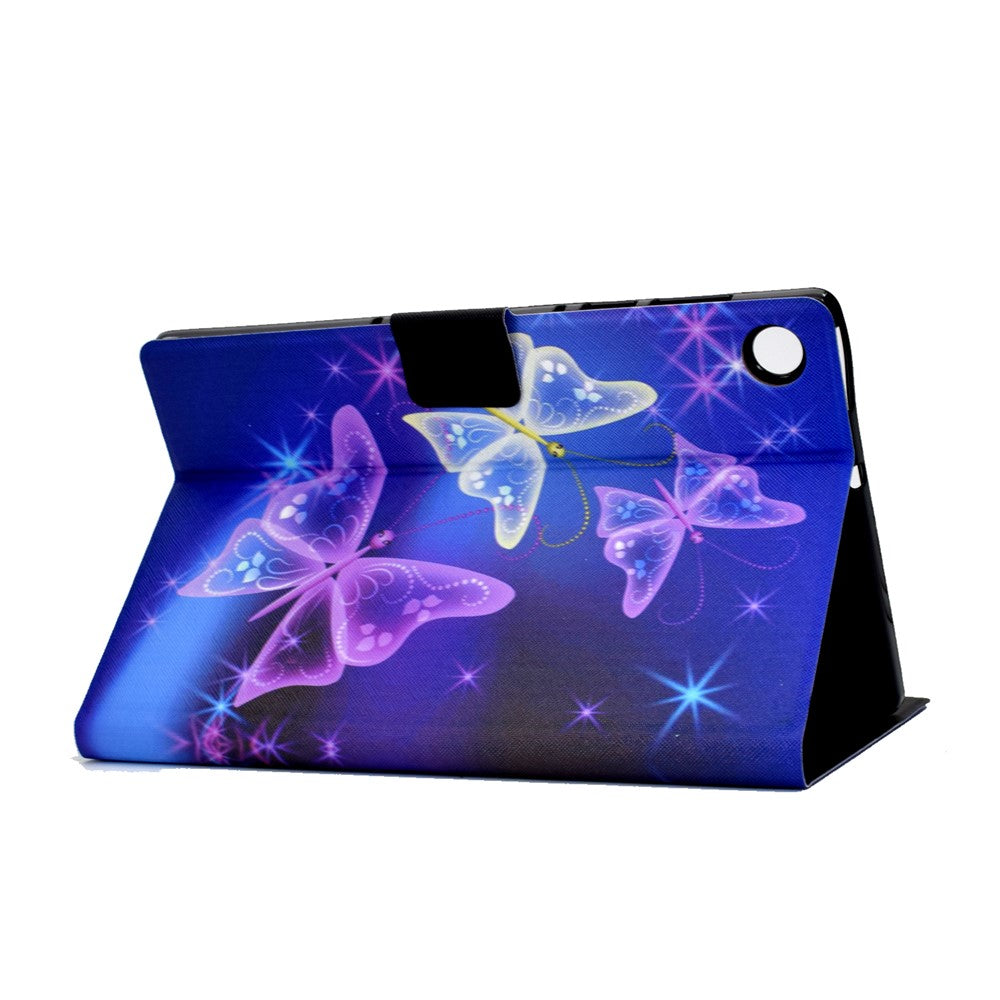 Pattern Printing Leather Stand Tablet Shell for Lenovo Tab M10 Plus TB-X606F - Purple Butterlies