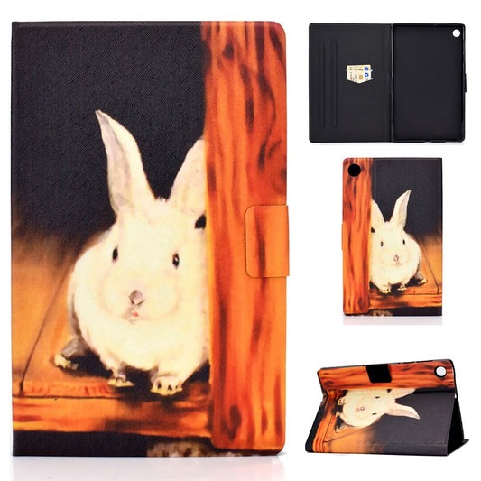 Pattern Printing Leather Stand Tablet Shell for Lenovo Tab M10 Plus TB-X606F - Rabbit